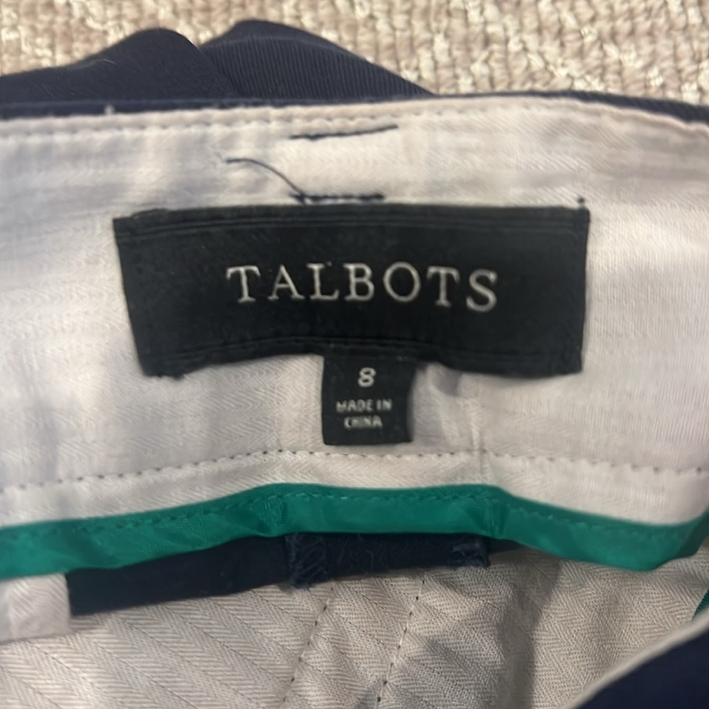 Talbots Pants Navy Size 8 94% Cotton 6% Spandex Side Zipper Flat Front - Picture 4 of 5